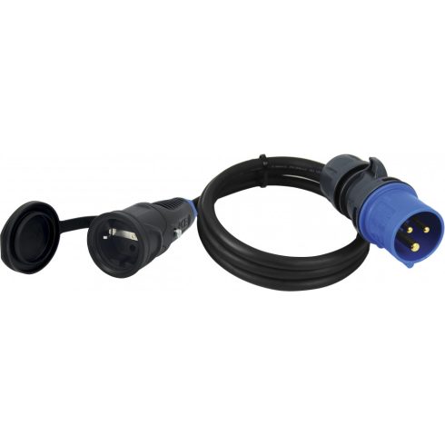 CEE-SCHUKO adapter, 1,5m kábellel, 16A/3500W, 3P, IP44, fekete                                        CM221-212