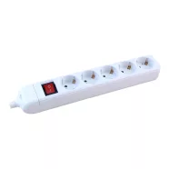   Szerelhető asztali elosztó, 5 utas, kapcsolós, 16A/3680W, IP20, fehér                                 CM232-052