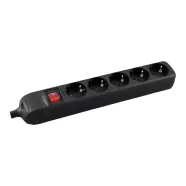   Szerelhető asztali elosztó, 5 utas, kapcsolós, 16A/3680W, IP20, fekete                                CM232-056