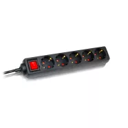   5 utas elosztó, 1,4m, kapcsolóval, 16A/3500W, fekete                                                  CM232-524