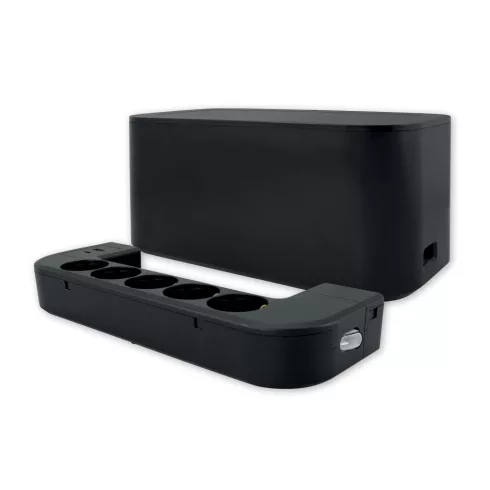 Kábelrendező aljzatokkal, 5 schuko + 2 USB (A+C), 1,5 m 3x1,5 mm2 vezetékkel, max.16 A / 3680 W, fek  CM234-502