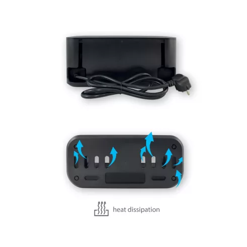 Kábelrendező aljzatokkal, 5 schuko + 2 USB (A+C), 1,5 m 3x1,5 mm2 vezetékkel, max.16 A / 3680 W, fek  CM234-502