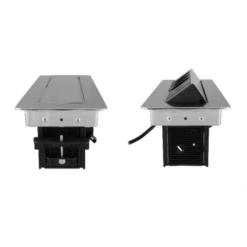 Rejtett/pop up 3 utas elosztó, 2m, 16A/3680W, + USB A+C, ezüst/fekete                                 CM235-101