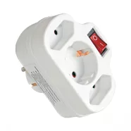   3 utas elosztó adapter, kapcsolóval, 2,5A/16A, 2 x EURO, 1 x SCHUKO, fehér                            CM240-303
