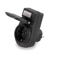   1 utas csapfedeles elosztó adapter, kapcsolóval, 16A, IP44, fekete                                    CM240-311