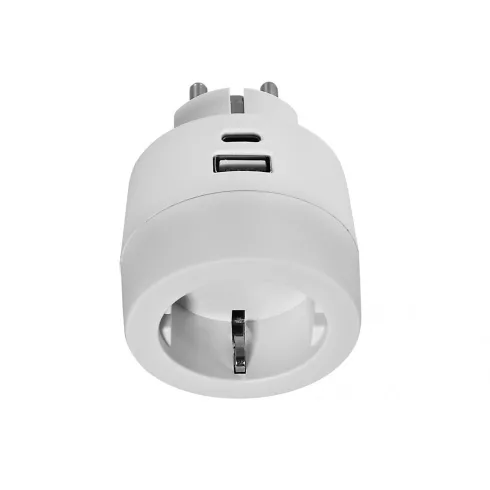 Földelt csatlakozó aljzat USB töltővel A+C, 3.4A 17W, fehér                                           CM240-801