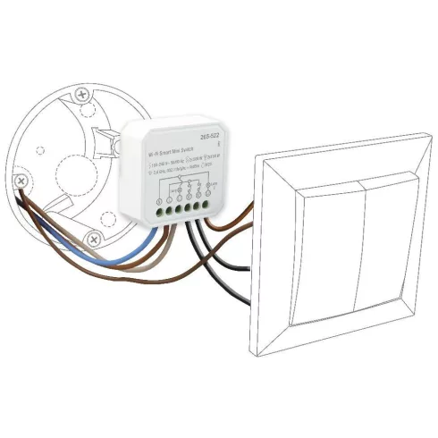 WiFi okos mini kapcsoló 2 csatornás 150W/500W 220-240V 2,4GHz, IP20                                   CM265-522