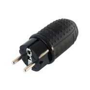   Földelt SCHUKO gumi dugó, 16A, IP44,  fekete                                                          CM290-302