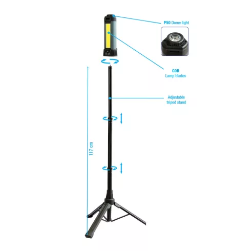 Többfunkciós, akkumulátoros LED reflektor, 1500 lm, 3,7 V lítium 6000 mAh, 10 üzemmód, USB-C töltő,   CM308-315