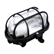   Ovális, műanyag rácsos hajólámpa, E27, 60W, IP54, fekete                                              CM331-111