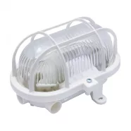   Ovális, műanyag rácsos hajólámpa, E27, 60W, IP54, fehér                                               CM331-112