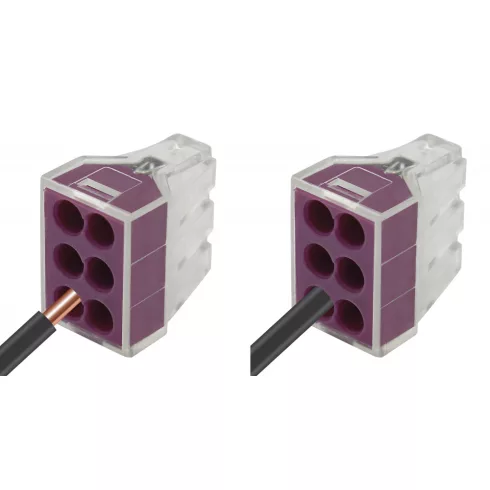Vezeték összekötő, 6P, 0,75-2,5mm2, sárga, tömör vezetékhez (10 db)                                   CM365-466