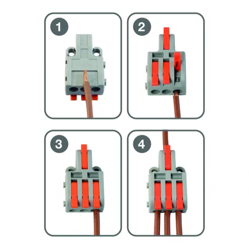 Vezeték összekötő, 1-3P, 0,2-2,5mm2, 0,2-4,0mm2, szürke/színes (9 db)                                 CM365-481