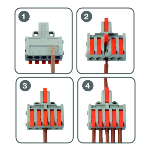 Vezeték összekötő, 1-5P, 0,2-2,5mm2, 0,2-4,0mm2, szürke/színes (9 db)                                 CM365-482