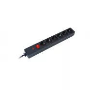   6 utas, kapcsolós elosztó, 1,5m, túlfeszültség védelemmel, 16A/3500W, 6 x 230 V, fekete               CM380-105