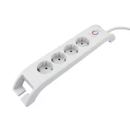   4 utas, kapcsolós elosztó, 2m, túlfeszültség védelemmel, 16A/3680W, 4x250 V + 2xUSB-A, fehér          CM380-108