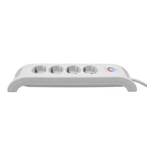 4 utas, kapcsolós elosztó, 2m, túlfeszültség védelemmel, 16A/3680W, 4x250 V + 2xUSB-A, fehér          CM380-108