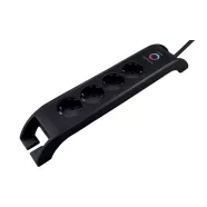   4 utas, kapcsolós elosztó, 2m, túlfeszültség védelemmel, 16A/3680W, 4x250 V + 2xUSB-A, fekete         CM380-109