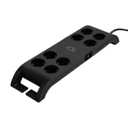   8 utas, kapcsolós elosztó, 2m, túlfeszültség védelemmel, 16A/3680W, 4x250 V + 2xUSB-A, fekete         CM380-110