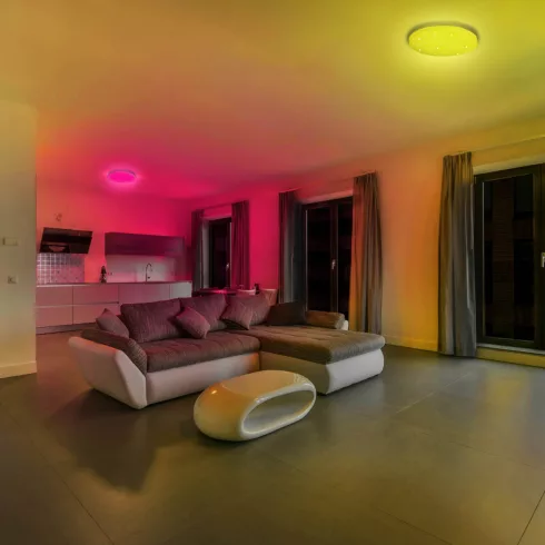 Wifi LED mennyezeti lámpa, 12W, 1200 lm, RGB, 260mm, 2,4 GHz, IP20, csillagos égbolt                  CM407-801