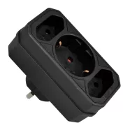   3 utas elosztó adapter, 2,5A/16A, 2 x EURO, 1 x SCHUKO, fekete                                        CM49112-2