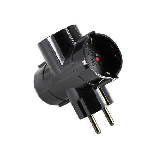 3 utas T elosztó adapter, 16A/3500W, fekete                                                           CM6338-4