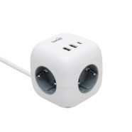   Kocka elosztó vezetékkel, 3 aljzat 16A 250V~, 1,5m 3G1,0 mm2 H05VV-F, kapcsoló, 2xUSB-A, 1xUSB-C, HS  CUBE2