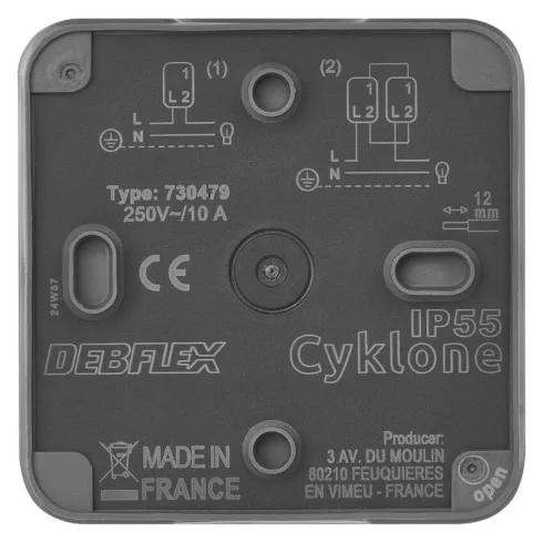 CYKLONE fali kapcsoló C.1,6, 10 AX, IP55, szürke                                                      D730422