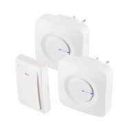   Vezeték és elem nélküli csengő készlet, 2 csengő+1 nyomógomb, 230V, 100m táv, 36 dallam, IP44, HSO    DBKS1001AC