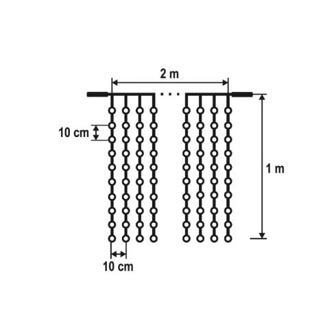 LED-es fényfüggöny, 2x1 m/210 LED, sorolható, hidegfehér, HSO                                         DLF210/WH