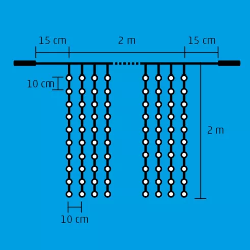 LED-es fényfüggöny, 2x2 m / 400 LED, sorolható, hidegfehér, HSO                                       DLF400/WH
