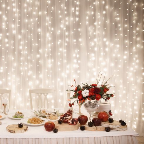 LED-es fényfüggöny, 2x2 m / 400 LED, sorolható, melegfehér, HSO                                       DLF400/WW