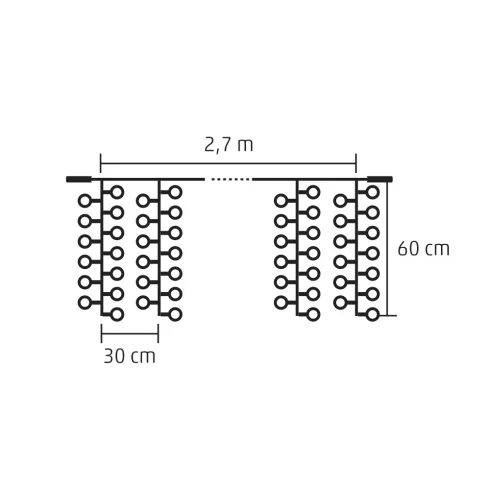 LED-es sorolható cluster fényfüggöny, 600 melegfehér LED, 2,7x0,4m, HSO                               DLFC600/WW