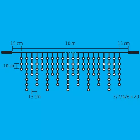 LED-es sziporkázó jégcsap fényfüggöny,  10m / 400 LED, sorolható, melegfehér, HSO                     DLFJ400F/WW