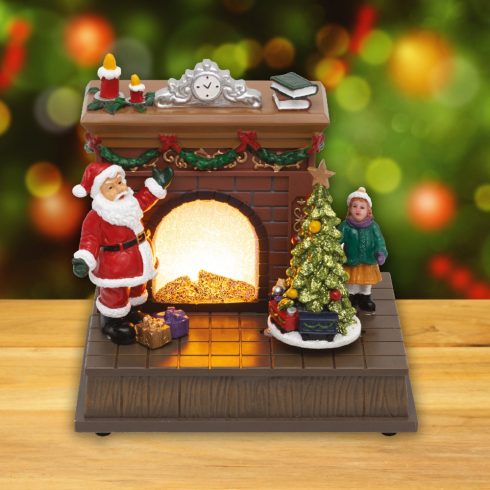 Dioráma kandalló, Mikulás, forgó karácsonyfa, HSO                                                     DRM14