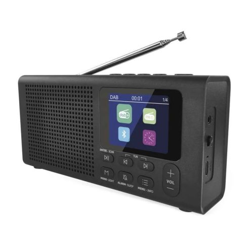Hordozható rádió P-600B, TFT kijelző, kettős táplálás, Bluetooth, MP3, DAB / DAB+ / FM, fekete színb  E0090