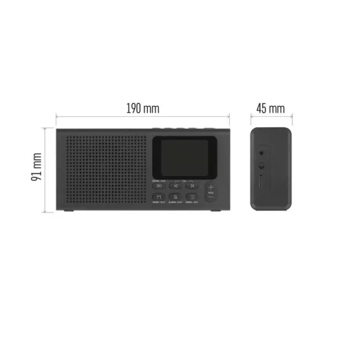 Hordozható rádió P-600B, TFT kijelző, kettős táplálás, Bluetooth, MP3, DAB / DAB+ / FM, fekete színb  E0090