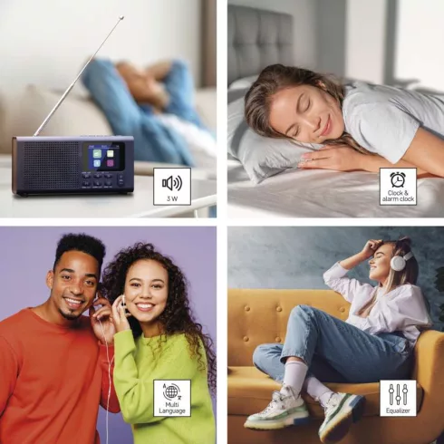 Hordozható rádió P-600B, TFT kijelző, kettős táplálás, Bluetooth, MP3, DAB / DAB+ / FM, fekete színb  E0090