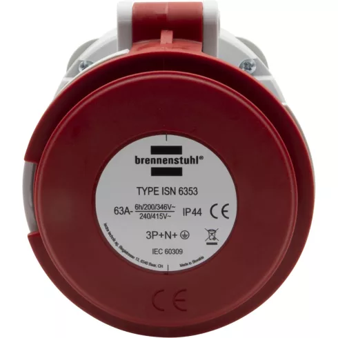 CEE csatlakozó aljzat, 5 pólusú, 400V/63A, IP44, erősáramú                                            E1080150786