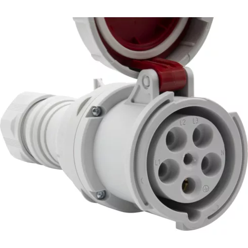 CEE csatlakozó aljzat, 5 pólusú, 400V/63A, IP67, erősáramú                                            E1080170786