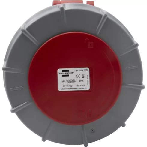 CEE csatlakozó aljzat, 5 pólusú, 400V/125A, IP67, erősáramú                                           E1080190786