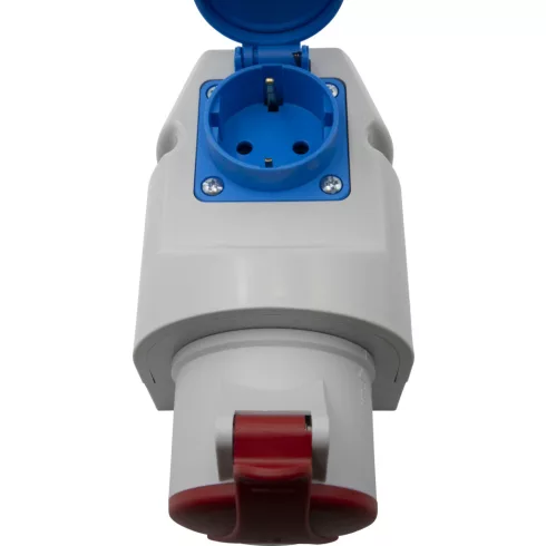 Kombinált fali aljzat CEE 400V/16A + F típusú védőérintkező, IP44                                     E1080200786