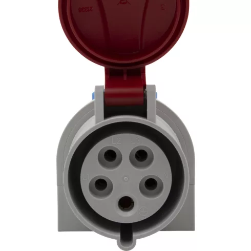 Kombinált fali aljzat CEE 400V/32A + F típusú védőérintkező, IP44                                     E1080210786