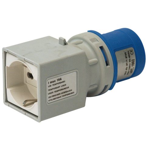Lakókocsi adapter, CEE 3 pólusú 16A/230V, IP20, CEE aljzat, IT csatlakozó univerzális (IT 10/16 A +   E1081560