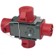   CEE keresztelosztó, IP44, CEE dugó 400V/16A, 3 x CEE aljzat  400V/16A, csapfedeles                    E1081640