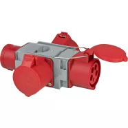   CEE keresztelosztó, IP44, CEE dugó 400V/32A, 3 x CEE aljzat  400V/32A, csapfedeles                    E1081670