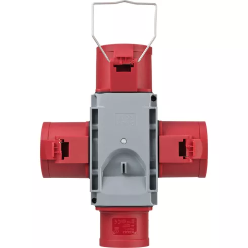 CEE keresztelosztó, IP44, CEE dugó 400V/32A, 3 x CEE aljzat  400V/32A, csapfedeles                    E1081670