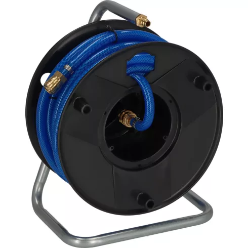 Sűrített levegős tömlőtekercs, Anti Twist, 18,5+1,5m tömlő, 9/15mm, szerelvény DIN, fogantyú nélkül,  E1127030749