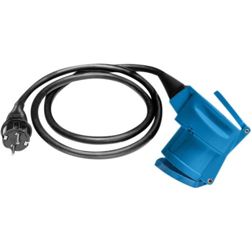 Adapterkábel, IP44, 1,5m fekete H07RN-F 3G2,5, földelő érintkező dugó, szögcsatlakozó 230V/16A,  kem  E1132948010