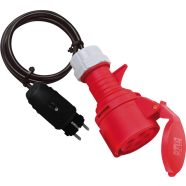  Adapterkábel, IP44, 1,0m fekete H07RN-F 3G2,5 földelő érintkező gumidugó, CEE csatlakozó              E1132988010